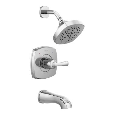 Click here to see Delta T14476 Delta Stryke Monitor 14 Series H2Okinetic Tub/Shower Faucet with 5-Setting Showerhead, Single-Handle, 1.75 GPM, Lever Handle, Chrome - T14476