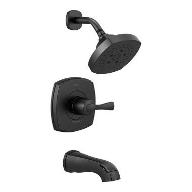 Click here to see Delta T14476-BL Delta Stryke Monitor 14 Series H2Okinetic Tub/Shower Faucet with 5-Setting Showerhead, Single-Handle, 1.75 GPM, Lever Handle, Matte Black - T14476-BL