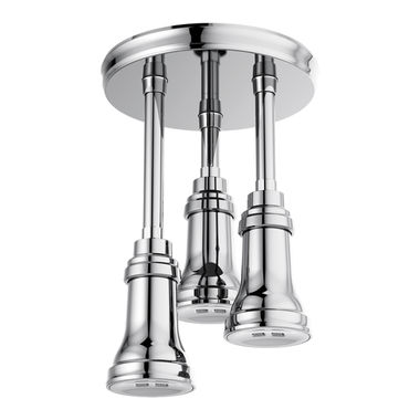 Click here to see Delta 57190-25 Delta Pendant 2.5 GPM Single-Setting Spray Raincan Showerhead with H2Okinetic Technology and PowerDrench Spray, Chrome - 57190-25