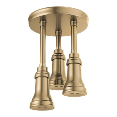 Click here to see Delta 57190-CZ Delta Pendant H2Okinetic Single-Spray Function Raincan Shower Head, 1.75 GPM, WaterSense Certified, Champagne Bronze - 57190-CZ