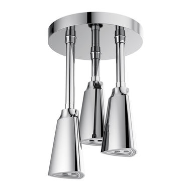 Click here to see Delta 57140-25-L Delta Zura Single-Spray Setting Raincan Showerhead, Water-Powered LED Light Pendant, H2Okinetic Technology, 2.5 GPM, Chrome - 57140-25-L
