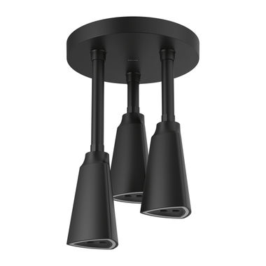 Click here to see Delta 57140-BL25-L Delta Zura Single-Spray Setting Raincan Showerhead, Water-Powered LED Light Pendant, H2Okinetic Technology, 2.5 GPM, Matte Black - 57140-BL25-L
