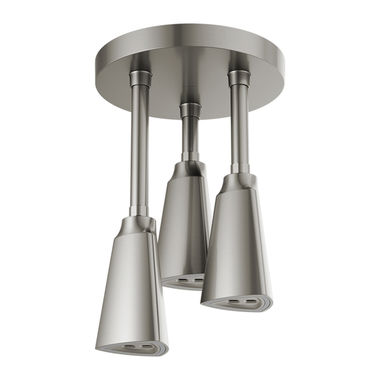 Click here to see Delta 57140-SS25-L Delta H2Okinetic Single-Setting Adjustable Pendant Raincan Shower Head with Hydrogenerator-Powered LED Light, 2.5 GPM, Stainless - 57140-SS25-L
