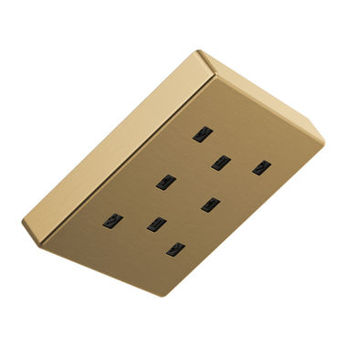 Click here to see Delta 52171-CZ Delta H2Okinetic PowerDrench Spray Single-Function 6in Square Metal Raincan Shower Head, WaterSense, 1.75 GPM, Champagne Bronze - 52171-CZ