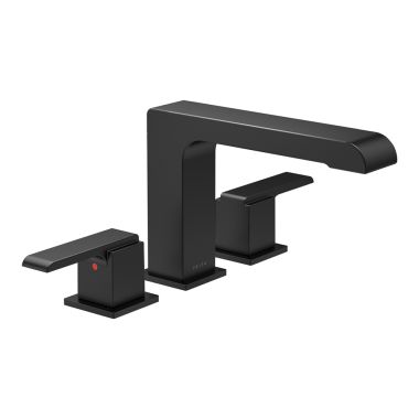 Click here to see Delta T2767-BL Delta Ara Two-Handle Roman Tub Faucet Trim, Angular Spout, Lever Handles, ADA-Compliant, Matte Black - T2767-BL