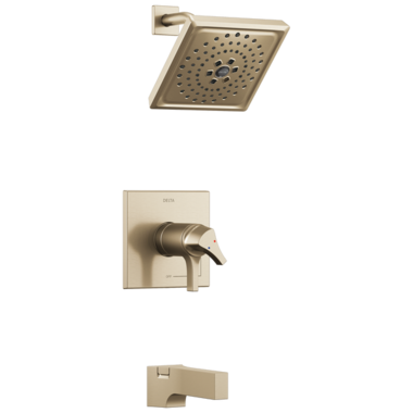 Click here to see Delta T17T474-CZ Delta Zura Thermostatic Tub/Shower Trim, Champagne Bronze - T17T474-CZ