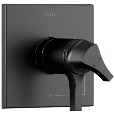 Click here to see Delta T17T074-BL Delta Zura TempAssure 17T Series Two-Handle Valve Trim, Lever Handles, Matte Black - T17T074-BL
