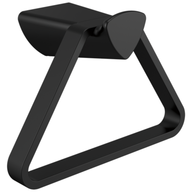 Click here to see Delta 77446-BL Delta Zura Triangular Wall Mounted Towel Ring with Mounting Hardware and Template, Matte Black - 77446-BL