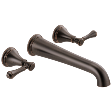 Click here to see Delta T5797-RBWL Delta Traditional Two-Handle Wall-Mount Tub Faucet Trim, Lever Handles, ADA-Compliant, Venetian Bronze - T5797-RBWL