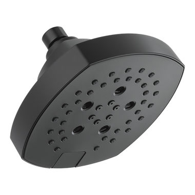 Click here to see Delta 52663-BL Delta H2Okinetic Five-Setting Shower Head with Push Button Diverter, 1.75 GPM, Matte Black - 52663-BL