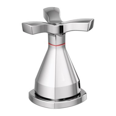 Click here to see Delta RP100394 Delta Stryke 3-3/4in Chrome Single Cross Handle Assembly for Roman Tub Faucet, Left Handle, ADA - RP100394