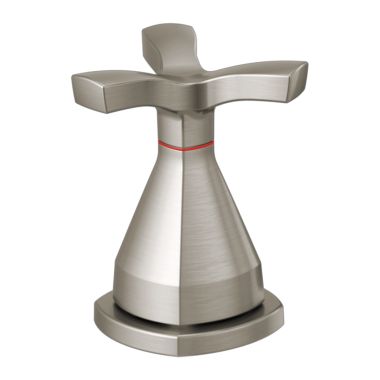 Click here to see Delta RP100394SS Delta Stryke 3-3/4in Stainless Single Cross Handle Assembly for Roman Tub Faucet, Left Handle, ADA - RP100394SS