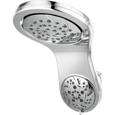 Click here to see Delta 58581-SS-PK Delta HydroRain H2Okinetic 5-Setting Two-In-One Shower Head with Touch-Clean Nozzles, 1.75 GPM, Brilliance Stainless - 58581-SS-PK