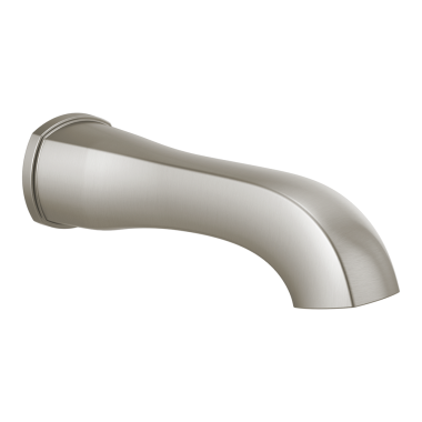 Click here to see Delta RP93377SS Delta Stryke 9-3/8in Non-Diverter  Stainless Tub Spout for Multi-Function Tub/Shower Trim, Wall-Mount, Single-Hole Installation - RP93377SS