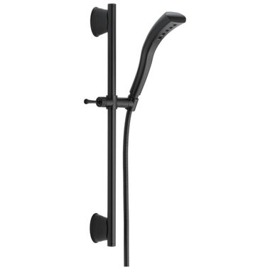 Click here to see Delta 51579-BL Delta Single-Setting Hand Shower with Slide Bar, H2Okinetic, WaterSense, 1.75 GPM, Matte Black - 51579-BL