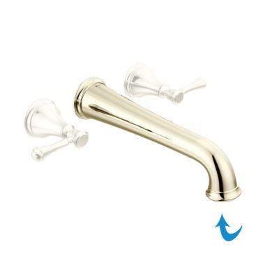 Click here to see Delta RP100463PN Delta Cassidy Traditional 13-1/2in Polished Nickel Spout for T5797-WL Wall-Mount Tub Filler, Single-Hole Installation - RP100463PN