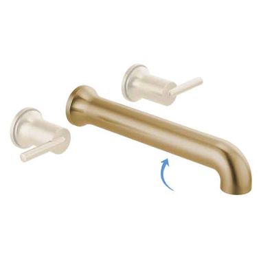 Click here to see Delta RP100454CZ Delta Trinsic 12in Champagne Bronze Spout for T5759-CZWL Contemporary Wall-Mount Tub Filler - RP100454CZ
