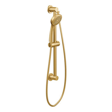 Click here to see  3868EPBG Moen 4in Single-Function Handheld Shower with 24in Slide Bar, Round, Eco-Performance, 1.75 GPM, WaterSense, 59in Hose, Brushed Gold - 3868EPBG