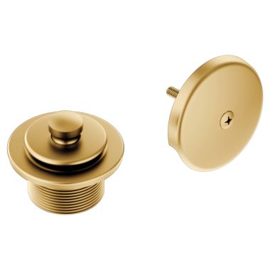 Click here to see  T90331BG Moen 2” Round Metal Push-Pull Bathtub Drain, 1-1/2