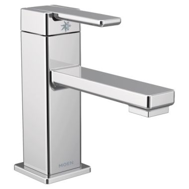 Click here to see Moen S6710 Moen 90 Degree Single-Handle Low Arc Chrome Bathroom Sink Faucet with Metal Pop-Up, 1.2 GPM, Lever Handle, Single-Hole, WaterSense - S6710