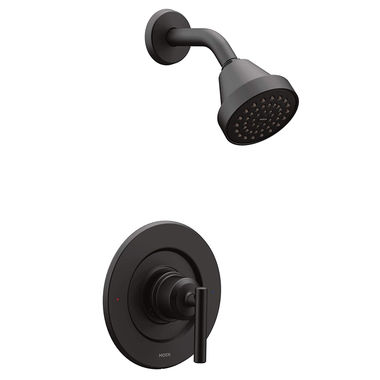 Click here to see Moen T2902EPBL Moen Gibson Posi-Temp Single-Handle Shower Faucet, One-Function, 1.75 GPM, Lever Handle, Eco-Performance, M-PACT, Matte Black - T2902EPBL