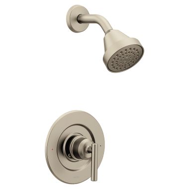 Click here to see Moen T2902EPBN Moen Gibson Posi-Temp Single-Handle Shower Faucet, One-Function, 1.75 GPM, Lever Handle, Eco-Performance, M-PACT, Brushed Nickel - T2902EPBN