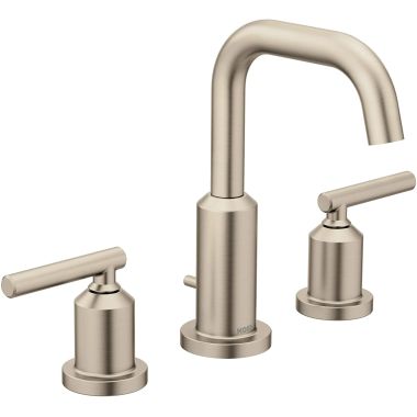 Click here to see Moen T6142BN Moen Gibson Widespread Bathroom Faucet With Metal Pop-Up Drain, ADA, WaterSense, 1.2 GPM, Brushed Nickel - T6142BN