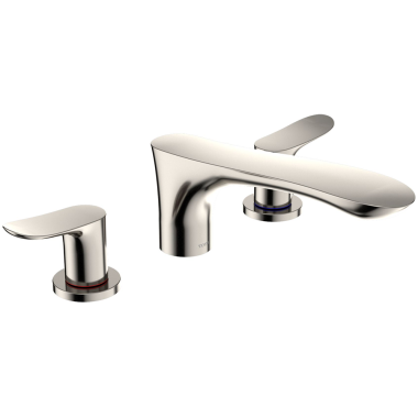 Click here to see Toto TBG01201U#PN TOTO GO Two-Handle Three-Hole Roman Tub Faucet Trim, Angular Spout, Lever Handles, ADA, Brass, Polished Nickel - TBG01201U#PN