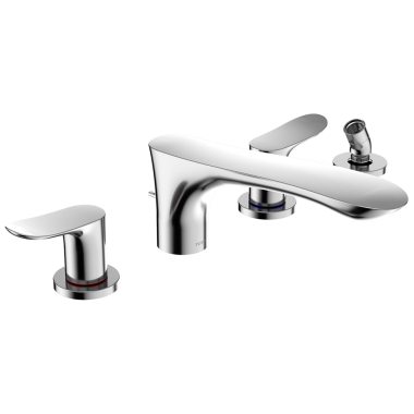 Click here to see Toto TBG01202U#CP TOTO GO Two-Handle Four-Hole Roman Tub Faucet Trim, Angular Spout, Lever Handles, ADA, Less Hand Shower, Polished Chrome - TBG01202U#CP