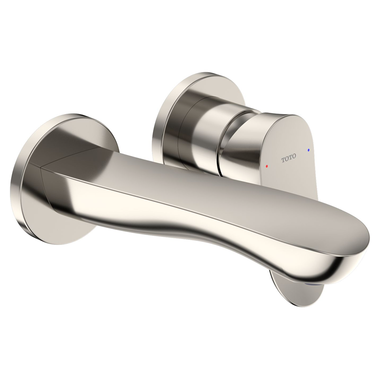 Click here to see Toto TLG01310U#PN TOTO GO Wall-Mount Single-Handle Short Bathroom Faucet with COMFORT GLIDE Technology, 1.2 GPM, Two-Hole, Lever Handle,Polished Nickel - TLG01310U#PN