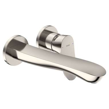 Click here to see Toto TLG01311U#PN TOTO GO Wall-Mount Single-Handle Long Bathroom Faucet with COMFORT GLIDE Technology, 1.2 GPM, Two-Hole, Lever Handle, Polished Nickel - TLG01311U#PN