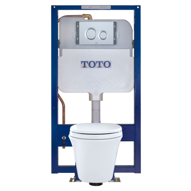 Click here to see Toto CWT486MFG#MS TOTO Maris Wall-Hung Elongated Toilet and DuoFit in-wall 0.9 and 1.6 GPF Tank System Copper Supply Line, Matte Silver - CWT486MFG#MS