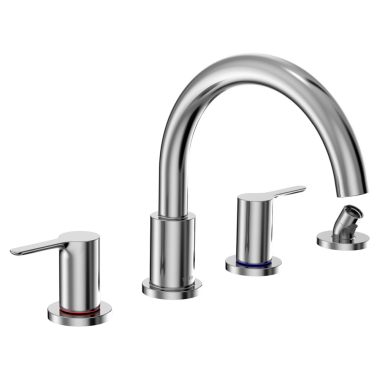 Click here to see Toto TBS01202U#CP TOTO LB Two-Handle Deck-Mount Roman Tub Faucet Trim, 4-Hole, Lever Handles, Less Hand Shower, Polished Chrome - TBS01202U#CP