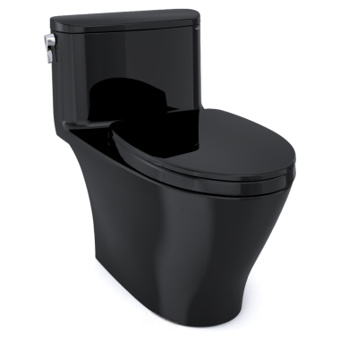 Click here to see Toto MS642124CUF#51 TOTO Nexus 1G One-Piece Skirted Toilet with SoftClose Seat, Elongated, Universal Height, WASHLET+ Ready, 1.0 GPF, Ebony - MS642124CUF#51