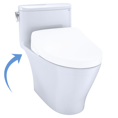 Click here to see Toto CST642CUFGAT40#01 TOTO Nexus 1G One-Piece Elongated 1.0 GPF WASHLET+ and Auto Flush Ready Universal Height Toilet, Cotton White - CST642CUFGAT40#01