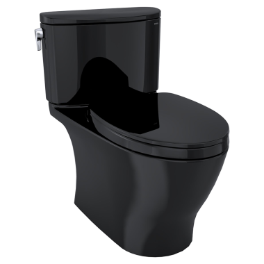 Click here to see Toto MS442124CEF#51 TOTO Nexus Two-Piece Skirted Toilet with SoftClose Seat, Elongated, Universal Height, WASHLET+ Ready, 1.28 GPF, Ebony - MS442124CEF#51