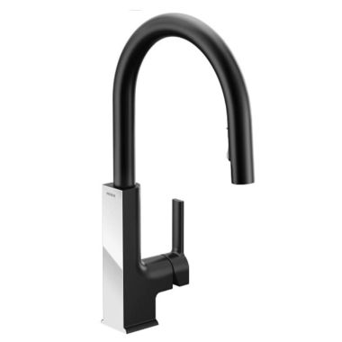 Click here to see Moen S72308BLC Moen STO Single-Handle Pull-Down High Arc Kitchen Faucet, Matte Black/Chrome - S72308BLC