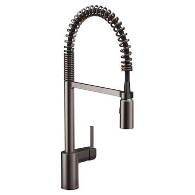 Click here to see Moen 5923BLS Moen Align Single Handle Pre-Rinse Spring Pull-Down Kitchen Faucet, Black Stainless - 5923BLS 