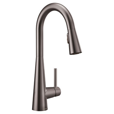 Click here to see Moen 7864BLS Moen Sleek Single Handle High Arc Pull-Down Kitchen Faucet, Black Stainless - 7864BLS