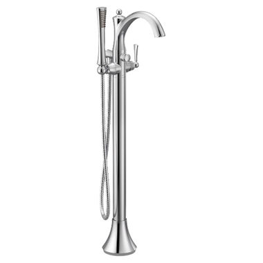 Click here to see Moen 655 Moen Wynford Freestanding 6 GPM Tub Filler with 1.75 GPM Single-Function Hand Shower, Single Lever Handle, Chrome - 655