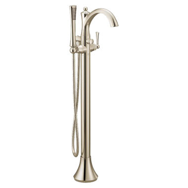 Click here to see Moen 655NL Moen 655NL Wynford Floor Mount Tub Filler, 6 GPM - Nickel