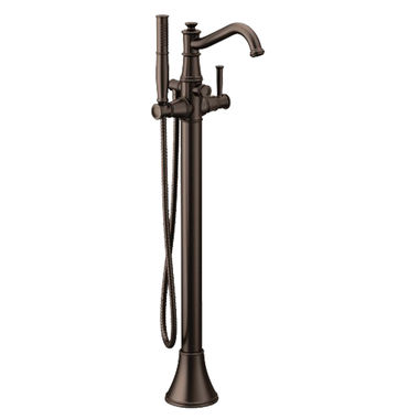 Click here to see Moen 9025ORB Moen Belfield 6 GPM Freestanding Tub Filler with 1.75 GPM Single-Function Hand Shower, 59in Metal Hose, Single Lever Handle, Oil Rubbed Bronze - 9025ORB