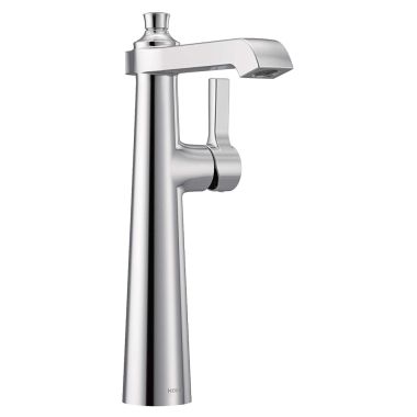 Click here to see Moen S6982 Moen Flara Single-Handle High Arc Vessel Chrome Bathroom Faucet with Red/Blue Indicators, 1.2 GPM, Lever Handle, Single-Hole - S6982
