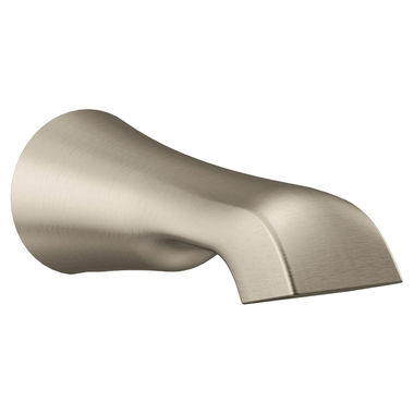Click here to see Moen S990BN Moen Flara Wall Mounted Brushed Nickel Non Diverter Tub Spout, 1/2-inch Connection Size, Slip Fit - S990BN