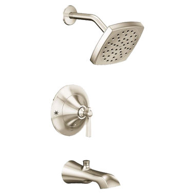 Click here to see Moen TS2913EPNL Moen Flara Posi-Temp Tub/Shower Faucet with 1.75 GPM Rainshower, 1-Function, Single Lever Handle, M-PACT, Immersion, Polished Nickel - TS2913EPNL