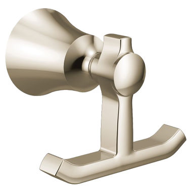 Click here to see Moen YB0303NL Moen Flara Double Robe Hook, Zinc Constructed, Polished Nickel - YB0303NL