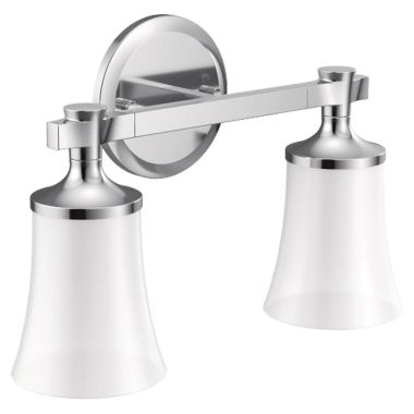 Click here to see Moen YB0362CH Moen Flara 2-Globe Bathroom Vanity Light, Chrome - YB0362CH
