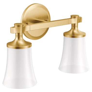 Click here to see Moen YB0362BG Moen Flara 2-Globe Bathroom Vanity Light, Brushed Gold - YB0362BG