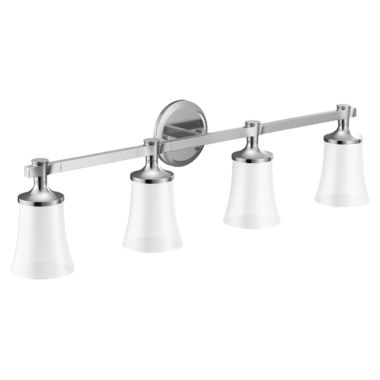 Click here to see Moen YB0364CH Moen Flara 4-Globe Bathroom Vanity Light, Chrome - YB0364CH