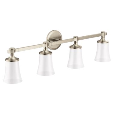 Click here to see Moen YB0364BN Moen Flara 4-Globe Bathroom Vanity Light, Brushed Nickel - YB0364BN